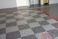 290 Garage Floor Epoxy Flake Concrete Coating Coppell Pelaez GC-02 GrayStone Border Red Stripe Checkerboard 10