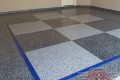 73 Garage Floor Epoxy Flake Concrete Coating Coppell Brayden Custom Border Blue Stripe Checkerboard 14
