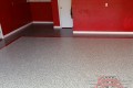 245 Garage Floor Epoxy Flake Concrete Coating Ovilla Elkin GC-02 GrayStone Border Red Stripe02