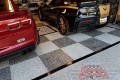 323 Garage Floor Epoxy Flake Concrete Coating Mineral Wells Pullen GC-02 GrayStone Border Black Stripe Checkerboard_01