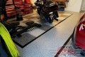 323 Garage Floor Epoxy Flake Concrete Coating Mineral Wells Pullen GC-02 GrayStone Border Black Stripe Checkerboard_02